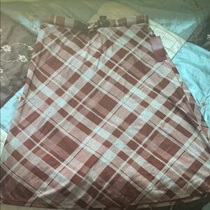 Elegant Brown Plaid A-Line Skirt